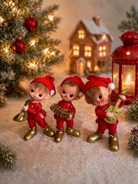 Inarco Other - Vintage Inarco Japan Christmas Elf Figurines Set 3 Musicians 4 1/2"